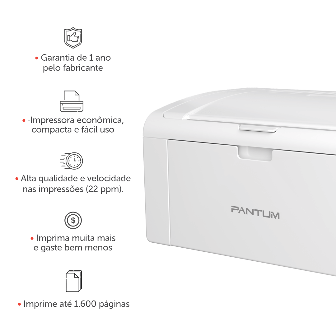 Impressora Laser Mono Pantum P2509W - Impressorajato