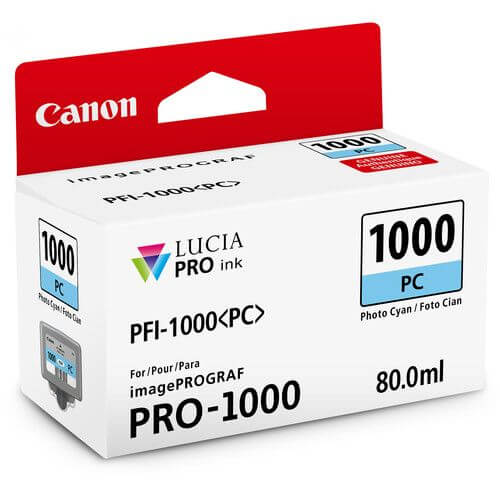 Cartucho de Tinta Canon PFI 1000 PC Photo Ciano 80ml - Impressorajato