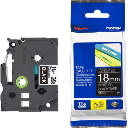 Fita Brother TZE-345 (TZ-345) 18mm Branco/Preto - Impressorajato